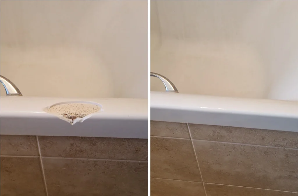 fiberglass bath crack repair before and after