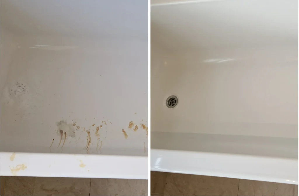 acrylic bathtub chemical damage repaired