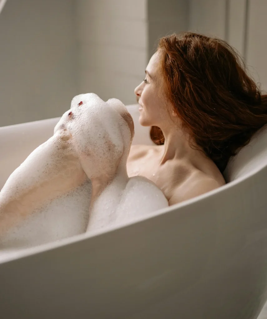 happy client enjoys repaired bathtub